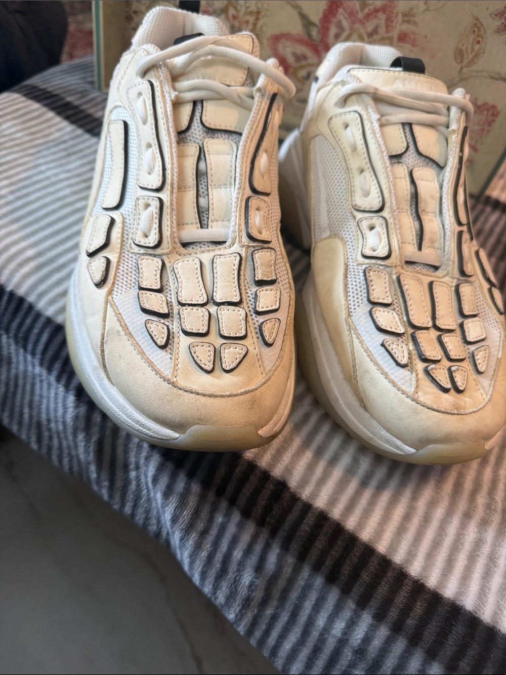 AMIRI White and Cream Athletic Sneakers - Breathable Mesh Design